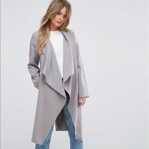 New Look waterfall duster jacket in gray